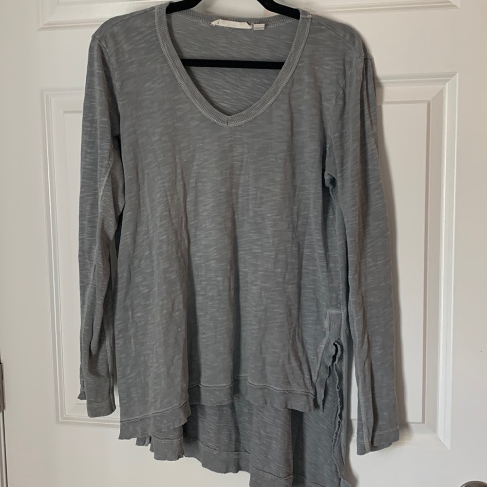 Wilt asymmetrical split hem long sleeve gray tee